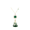 925 Sterling Silver sautoir necklace with green onyx and pearl details