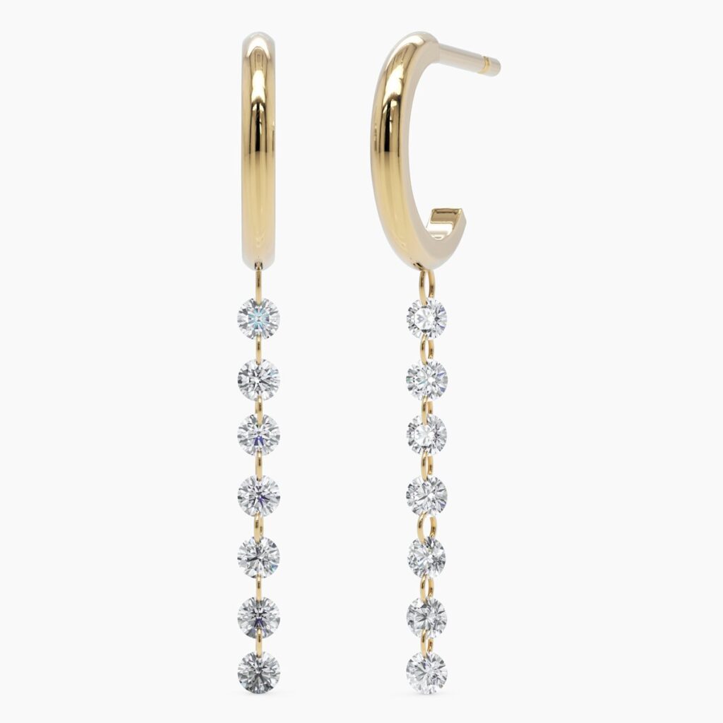 925 Sterling Silver Nude Diamond Drop Earrings