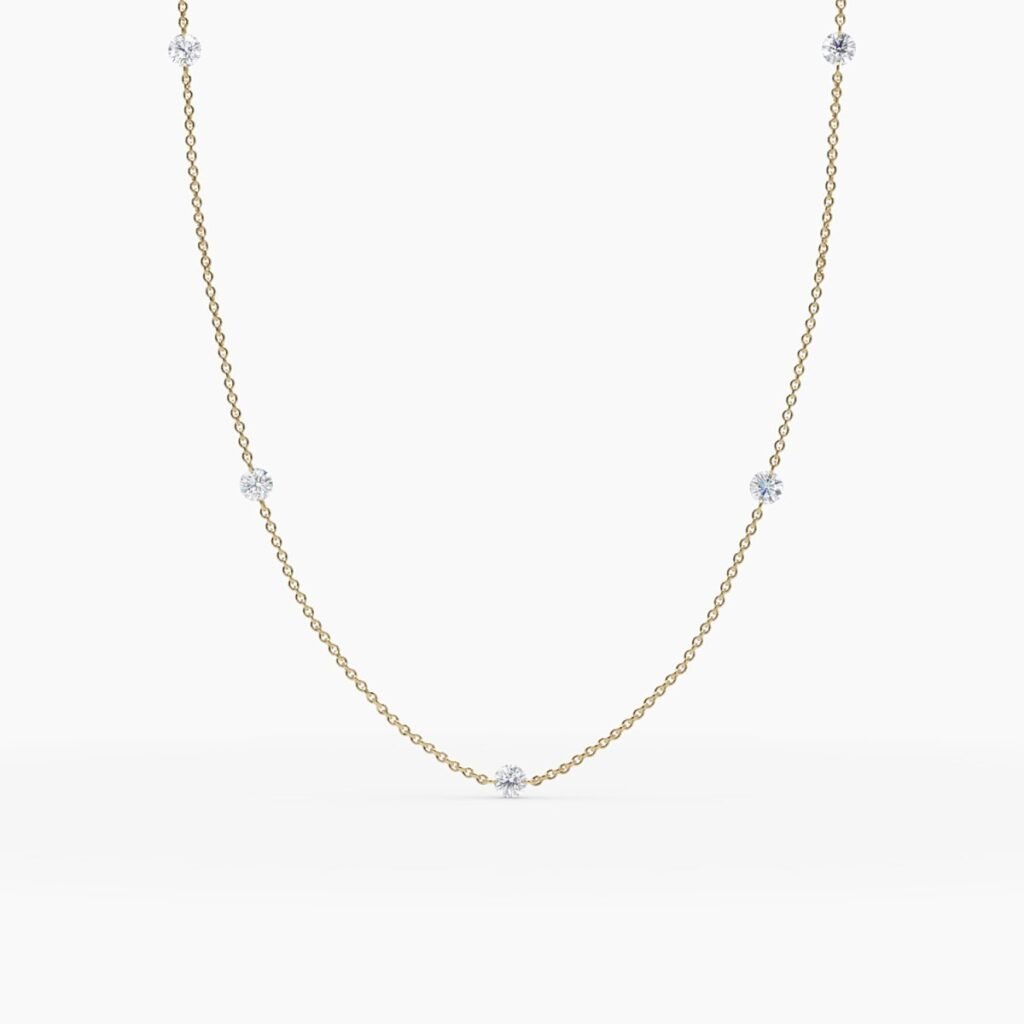 925 Sterling Silver Nude Diamond Station Necklace