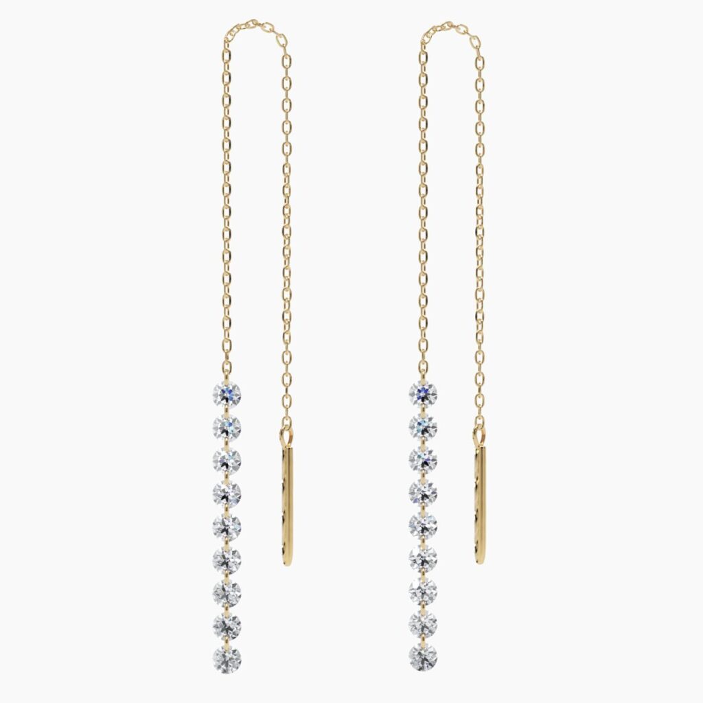 925 Sterling Silver Nude Diamond Threader Earrings