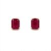 Octagon ruby stud earrings in 925 sterling silver