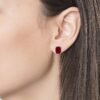 Octagon CZ ruby stud earrings with half bezel setting