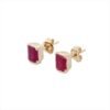 8 x 6 mm octagon ruby stud earrings