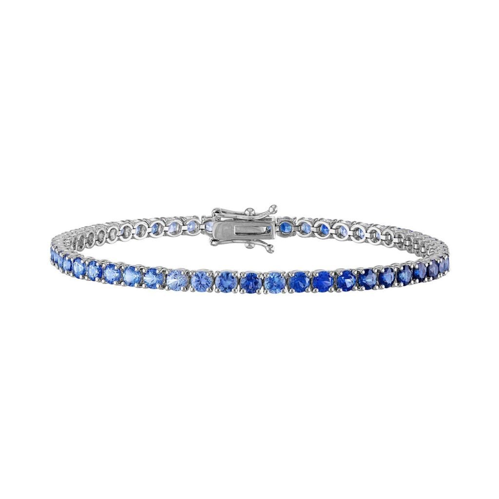 925 Sterling Silver Ombre Blue Sapphire Tennis Bracelet