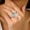 925 Sterling Silver Open Diamond Cuff Boho Ring - Image 5