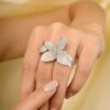 925 Sterling Silver Open Diamond Cuff Boho Ring - Image 6