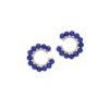 925 Sterling Silver Orb Lapis Diamond Earrings with polished orb design