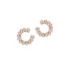 925 Sterling Silver Orb Pink Pearl Diamond Earrings