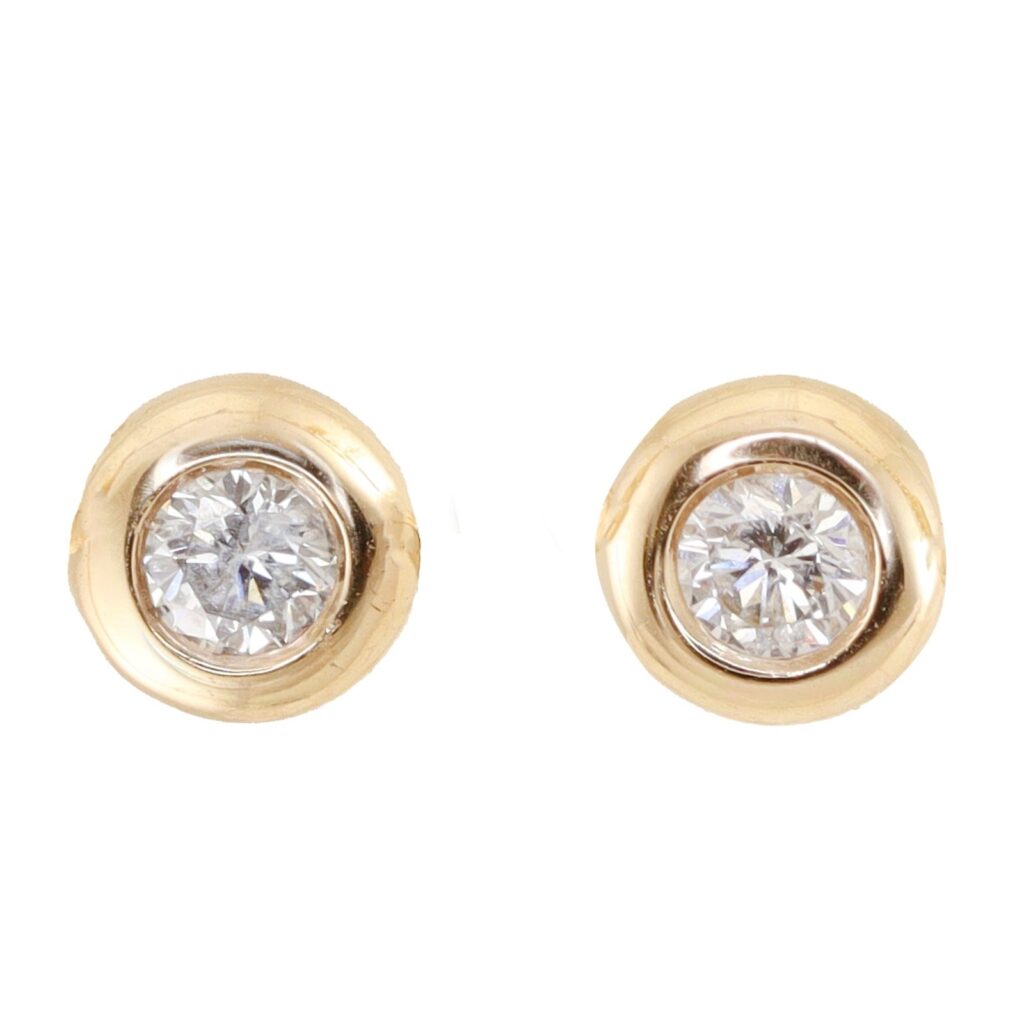 925 Sterling Silver Orbit Diamond Bezel Stud