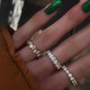 925 Sterling Silver Oval Diamond Half Eternity Band - Image 3