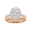 925 Sterling Silver Oval Shaped Micropave Halo Diamond Engagement Ring Eternity Band - Image 17