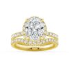 925 Sterling Silver Oval Shaped Micropave Halo Diamond Engagement Ring Eternity Band - Image 18
