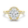 925 Sterling Silver Oval Shaped Micropave Halo Diamond Engagement Ring Eternity Band - Image 2
