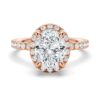 925 Sterling Silver Oval Shaped Micropave Halo Diamond Engagement Ring Eternity Band - Image 3