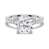 925 Sterling Silver Pave Band Round Diamond Engagement Ring Hidden Halo