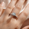 925 Sterling Silver Pave Band Round Diamond Engagement Ring Hidden Halo - Image 13
