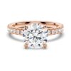 925 Sterling Silver Pave Band Round Diamond Engagement Ring Hidden Halo - Image 3