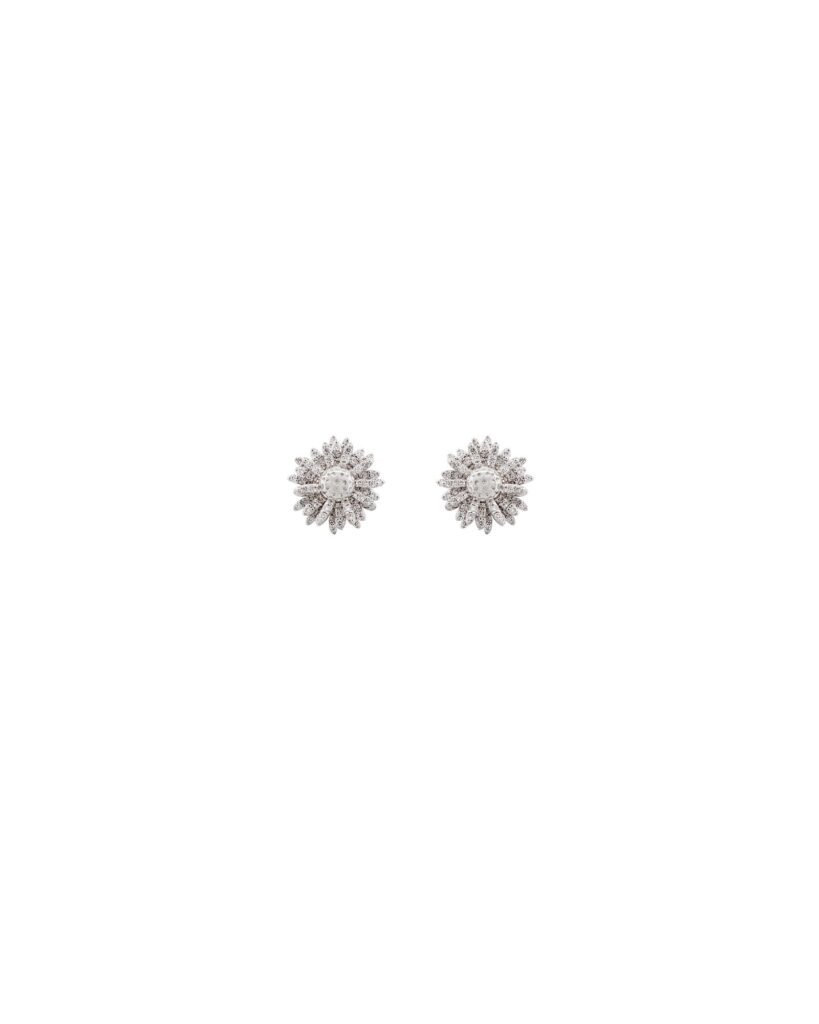 925 Sterling Silver Pave Diamond Daisy Earrings