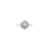 Pave diamond daisy ring in sterling silver with floral design