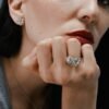 Floral daisy ring with delicate pave-set stone detailing