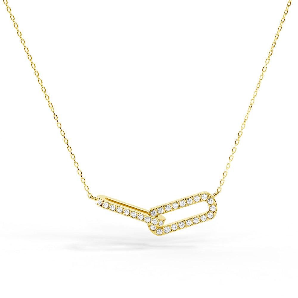 925 Sterling Silver Pave Diamond Infinity Interlinked Necklace