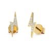 Sterling silver lightning bolt stud earrings with pavé detailing