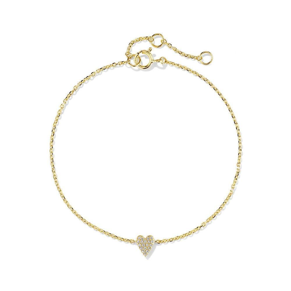 925 Sterling Silver Pave Diamond Mini Heart Bracelet