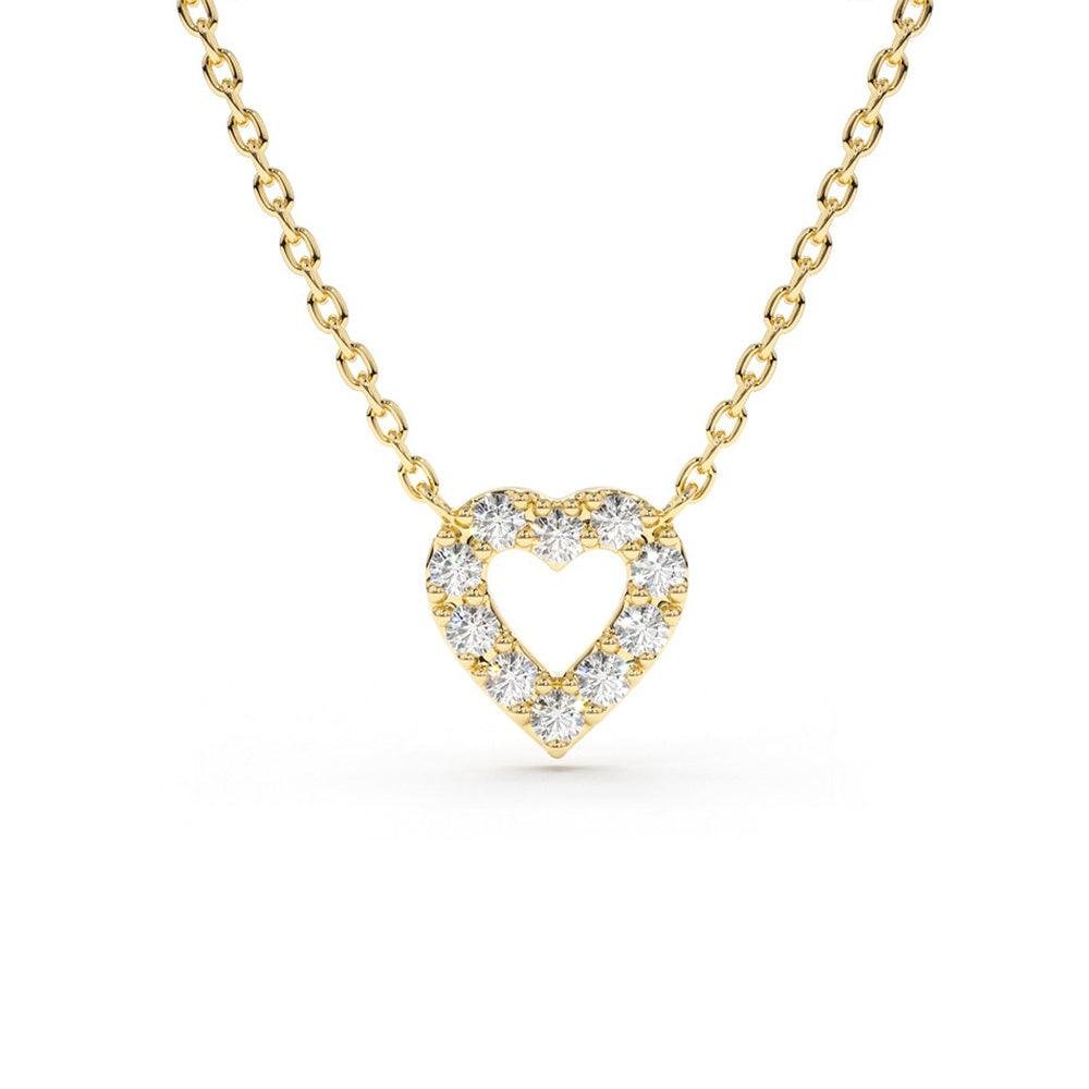 925 Sterling Silver Pave Diamond Mini Heart Necklace