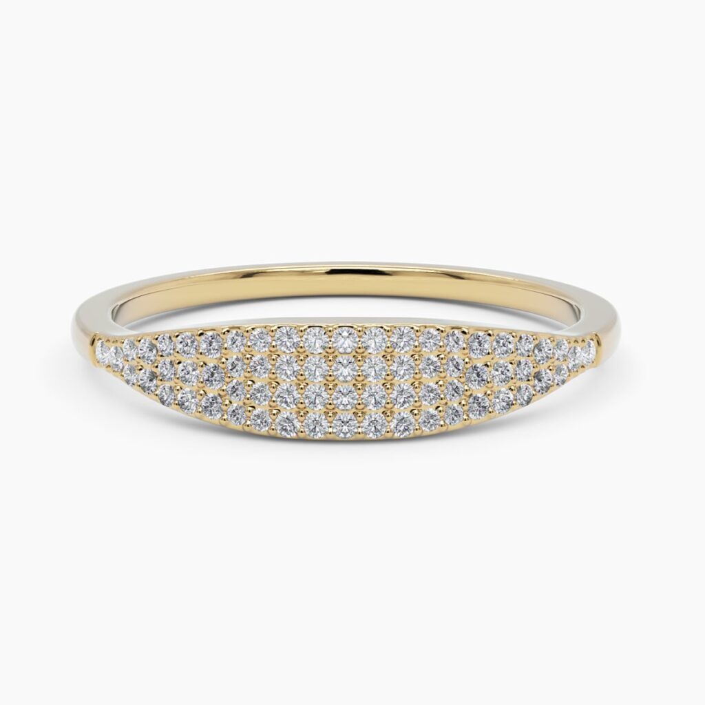 925 Sterling Silver Pave Diamond Slim Signet Ring