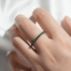 925 Sterling Silver Pave Emerald Half Eternity Ring - Image 13