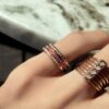 925 Sterling Silver Pave Pink Sapphire Ring - Image 3
