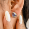 925 Sterling Silver stud earrings with pear-shaped sapphire centres