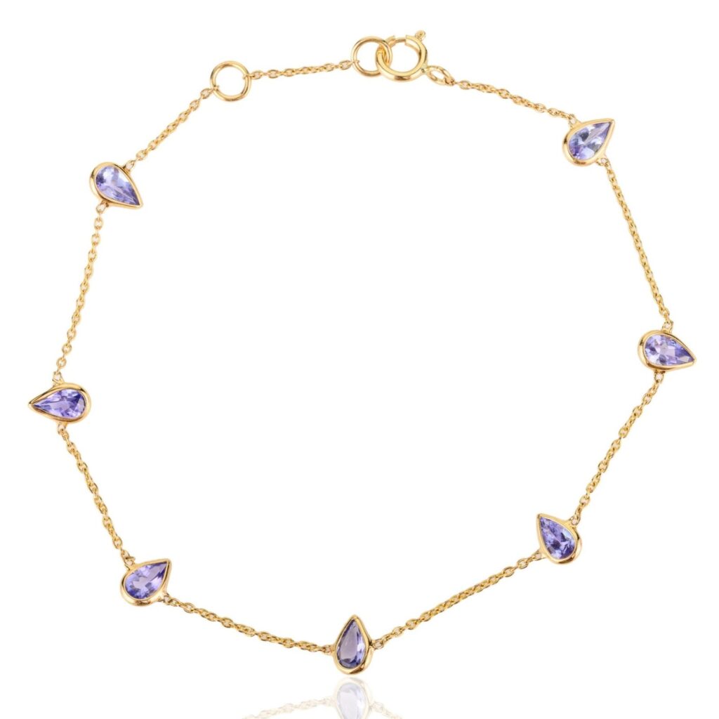 925 Sterling Silver Pear Cut Chain Bracelet