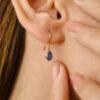 925 Sterling Silver Pear Cut Dangle Tiny Earrings - Image 4