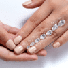 925 Sterling Silver Pear Cut Diamond Engagement Ring Tapered Baguette Stones - Image 13