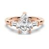 925 Sterling Silver Pear Cut Diamond Engagement Ring Tapered Baguette Stones - Image 3