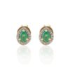 925 Sterling Silver Pear Cut Emerald Halo Diamond Stud Earrings