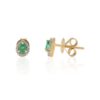 925 Sterling Silver Pear Cut Emerald Halo Diamond Stud Earrings - Image 2