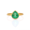 925 Sterling Silver Pear Shape Emerald Ring