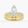 925 Sterling Silver Pear Shaped Pave Diamond Band Engagement Ring Hidden Halo - Image 13
