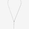 Sterling silver Y necklace with pearl and diamond-inspired detail