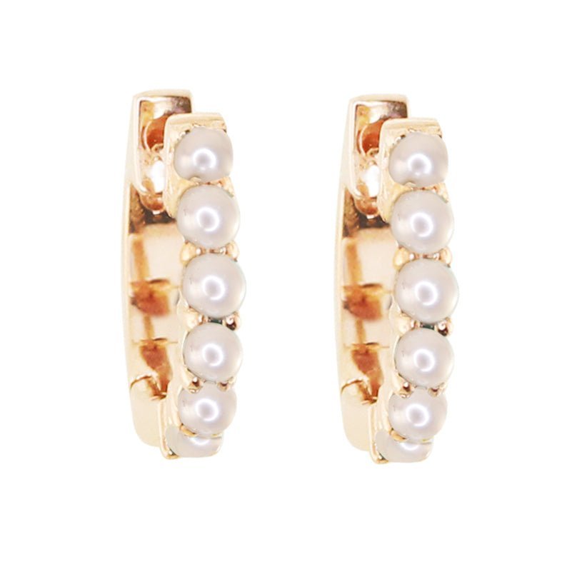 925 Sterling Silver Pearl Mini Hoop