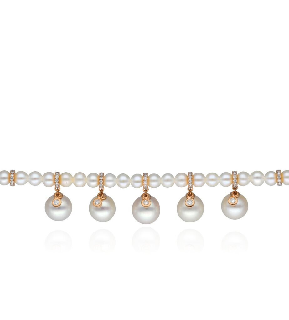 925 Sterling Silver Pearl Perlee Diamond Bracelet