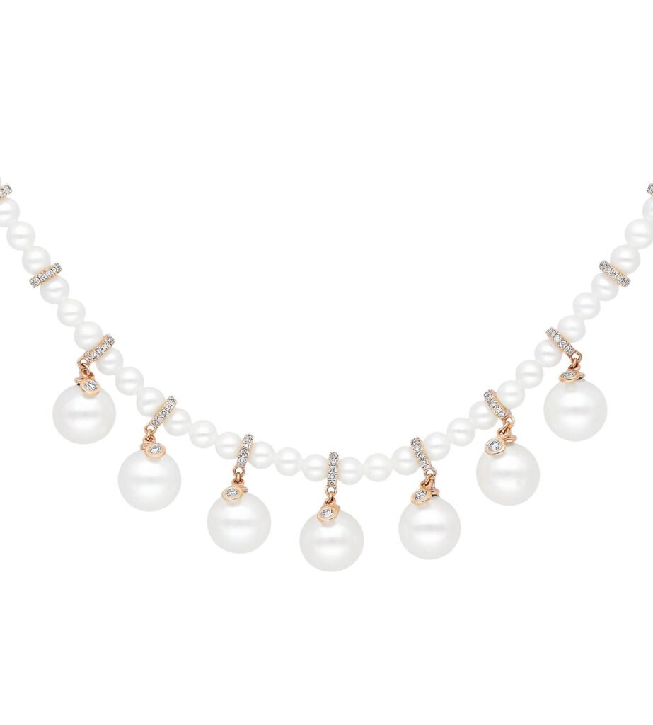 925 Sterling Silver Pearl Perlee Diamond Necklace