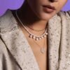 Elegant necklace with 60.5 cts pearls and diamond sparkle