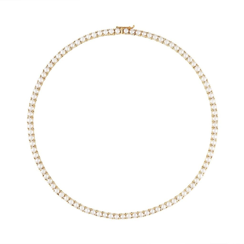 925 Sterling Silver Pearl Tennis Necklace