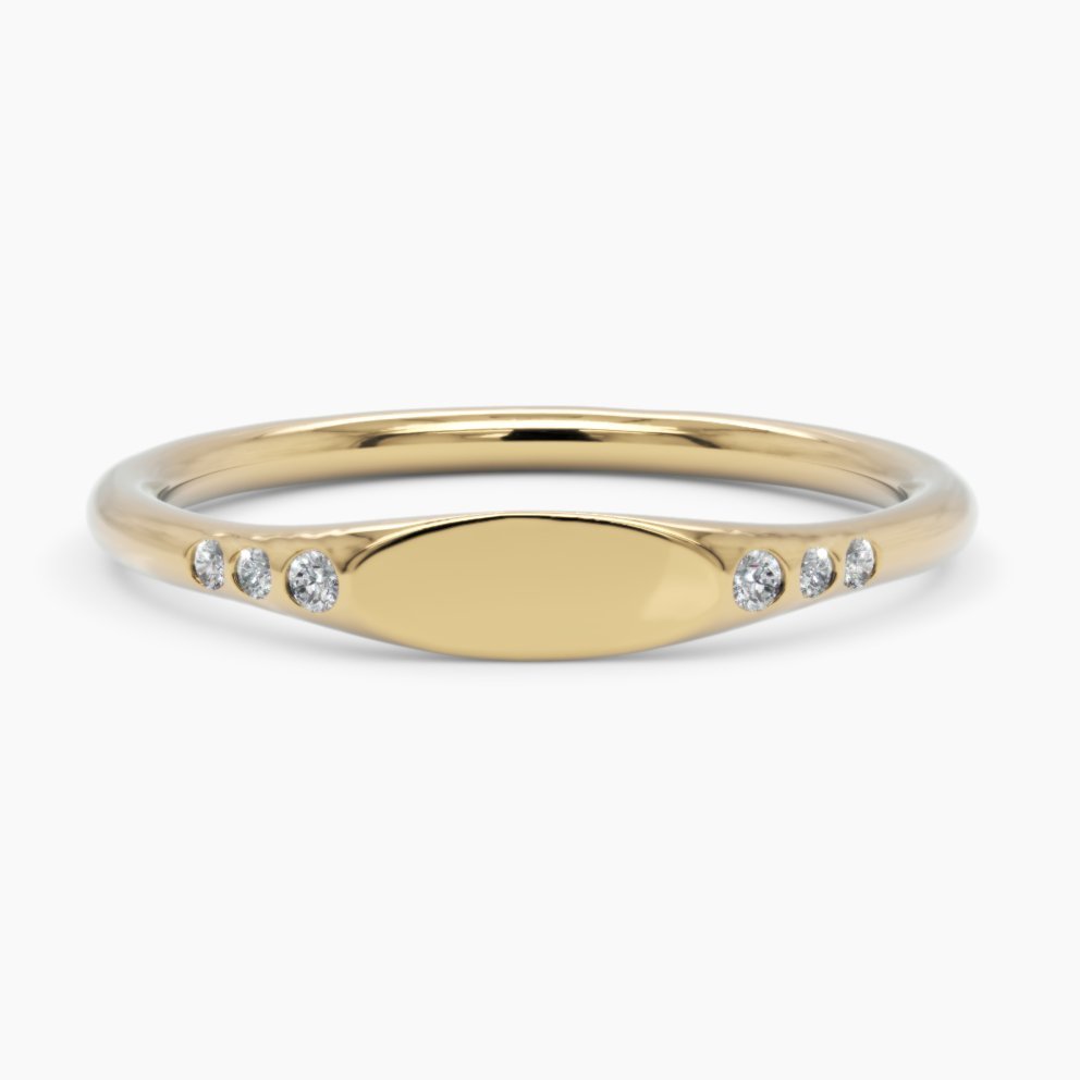 925 Sterling Silver Personalized Engravable Diamond Signet Ring