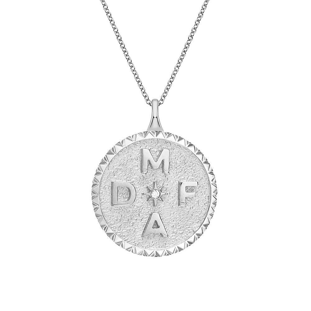 925 Sterling Silver Personalized Initial Medallion Diamond Necklace