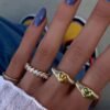 Citrine CZ ring in 925 sterling silver and gold plating