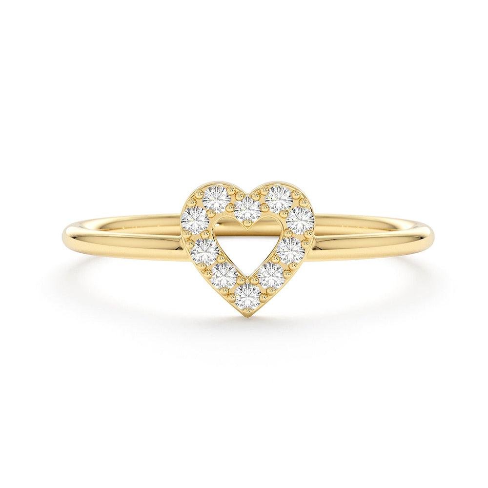 925 Sterling Silver Petite Diamond Heart Shaped Ring